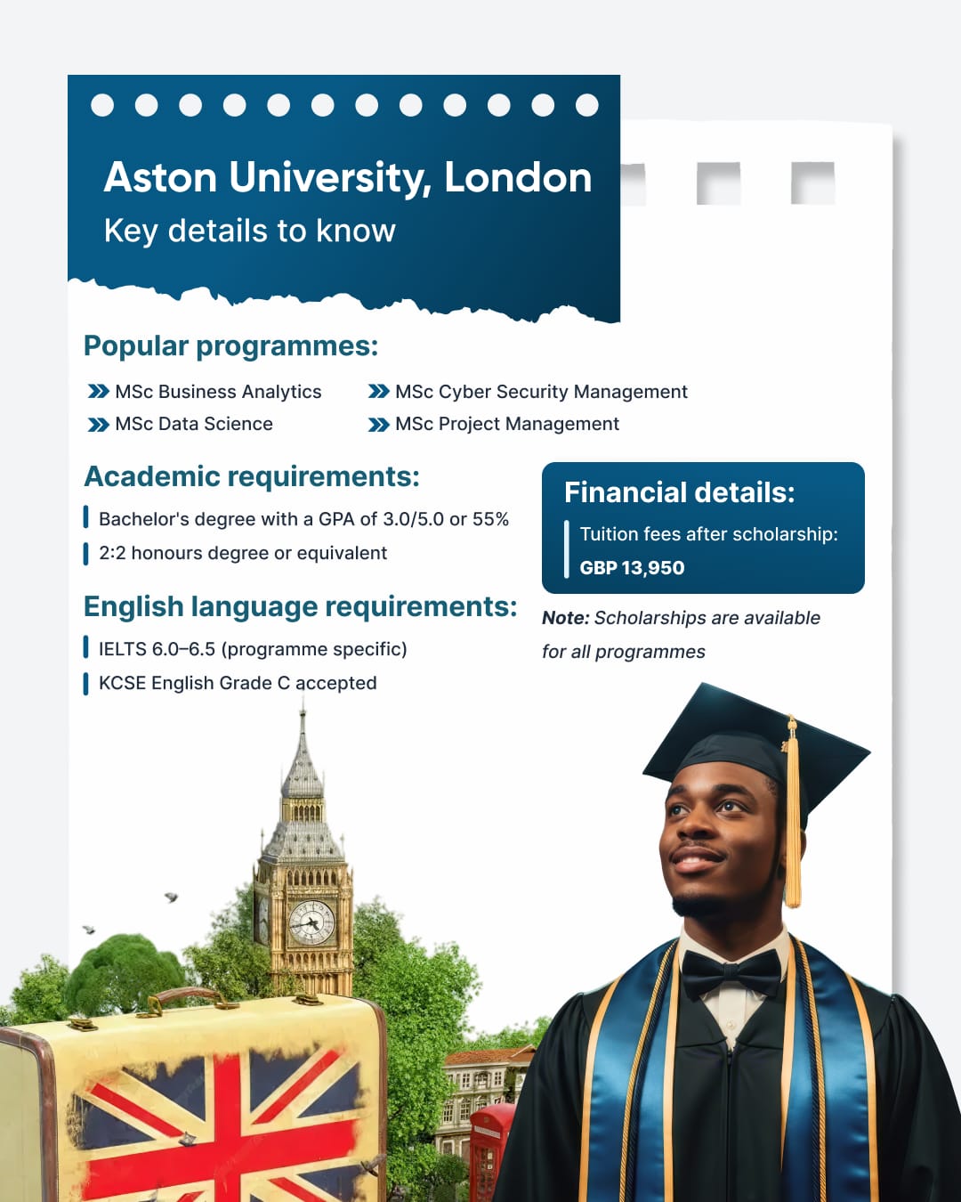 Aston University London postgraduate program and scholarship information